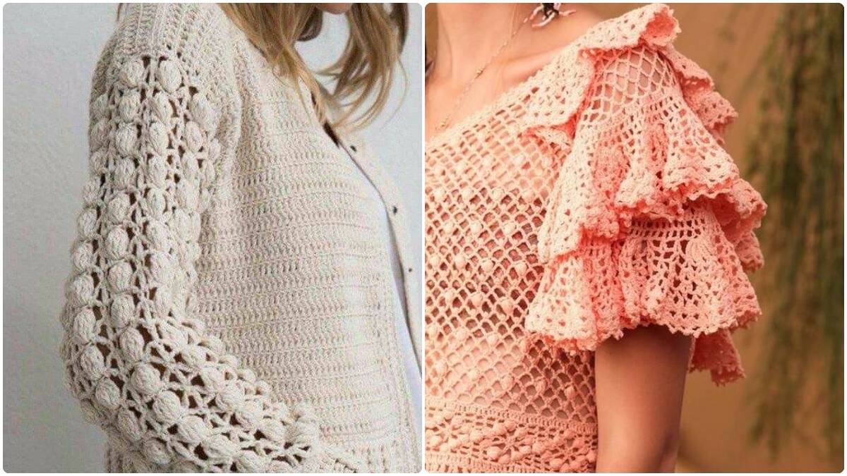 Se Inspire em Lindas Mangas de Crochê para as Suas Blusas!